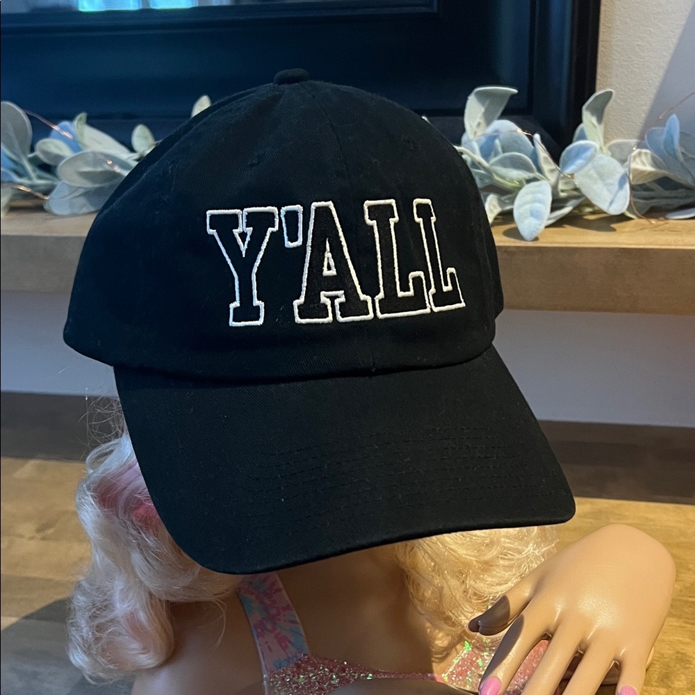 Fahrenheit Headwear “Y’All” Black Baseball Cap w/Fabric Adjustable Strap&Buckle